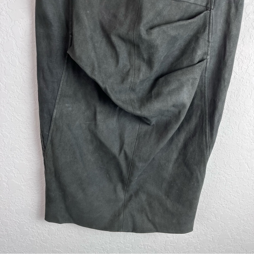 BRUNELLO CUCINELLI Leather Skirt US 2 Brown Stretch Ruched Women’s 2K Suede - Picture 4 of 13